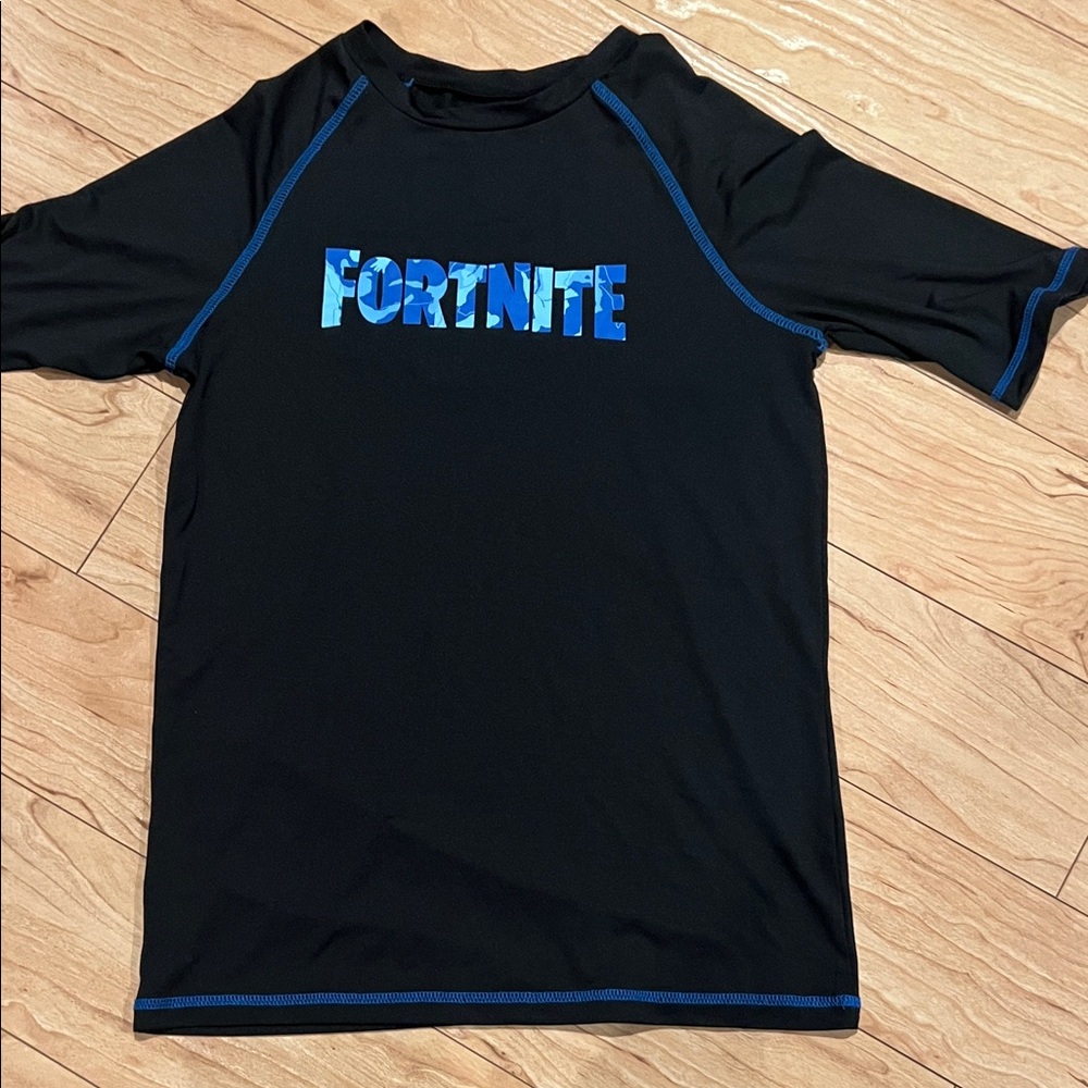 Fortnite Kids Swim Shirt - Black and Blue